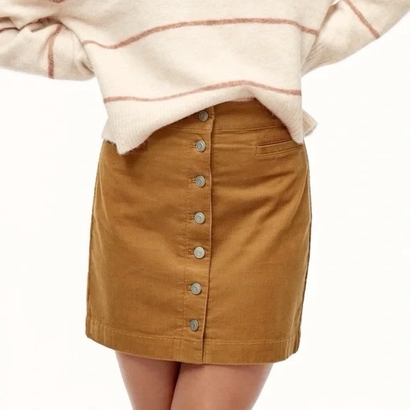Wilfred Dresses & Skirts - Wilfred Free Aritzia Brown Karmen Button Down Front Pockets Corduroy Mini Skirt
